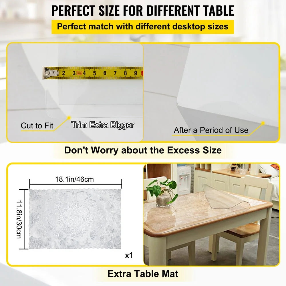 36x60" PVC Waterproof Transparent Tablecloth F822