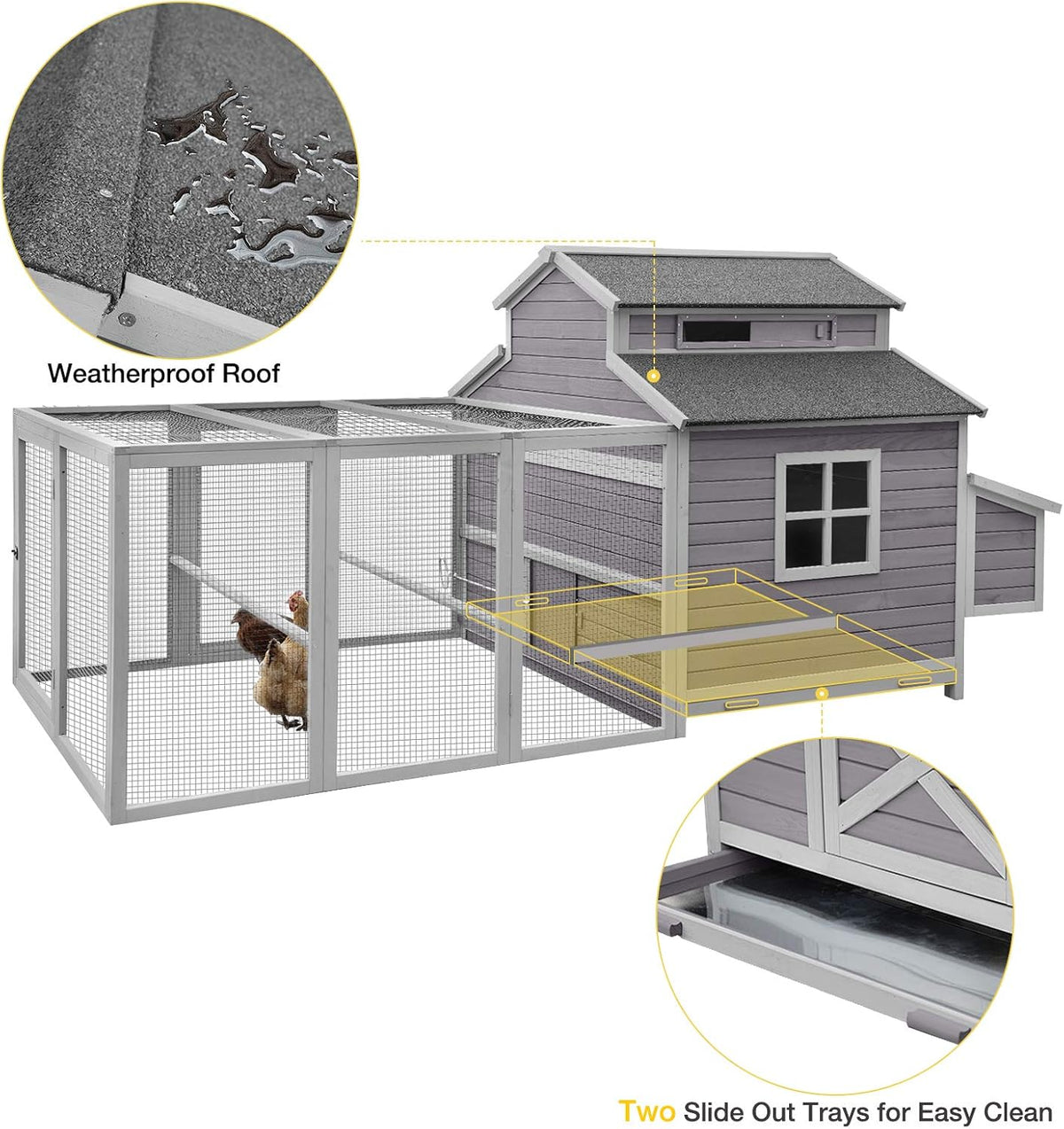 115in Wooden Chicken Coop with Nesting Box S878
