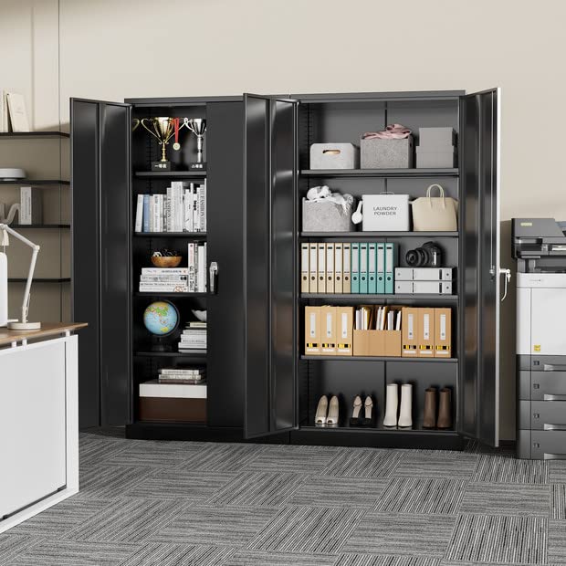 72" Metal Storage Cabinet with Lock and 4 Adjustable Shelves C804