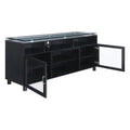 72" Black Engineered Wood TV Stand with Tempered Glass G174806