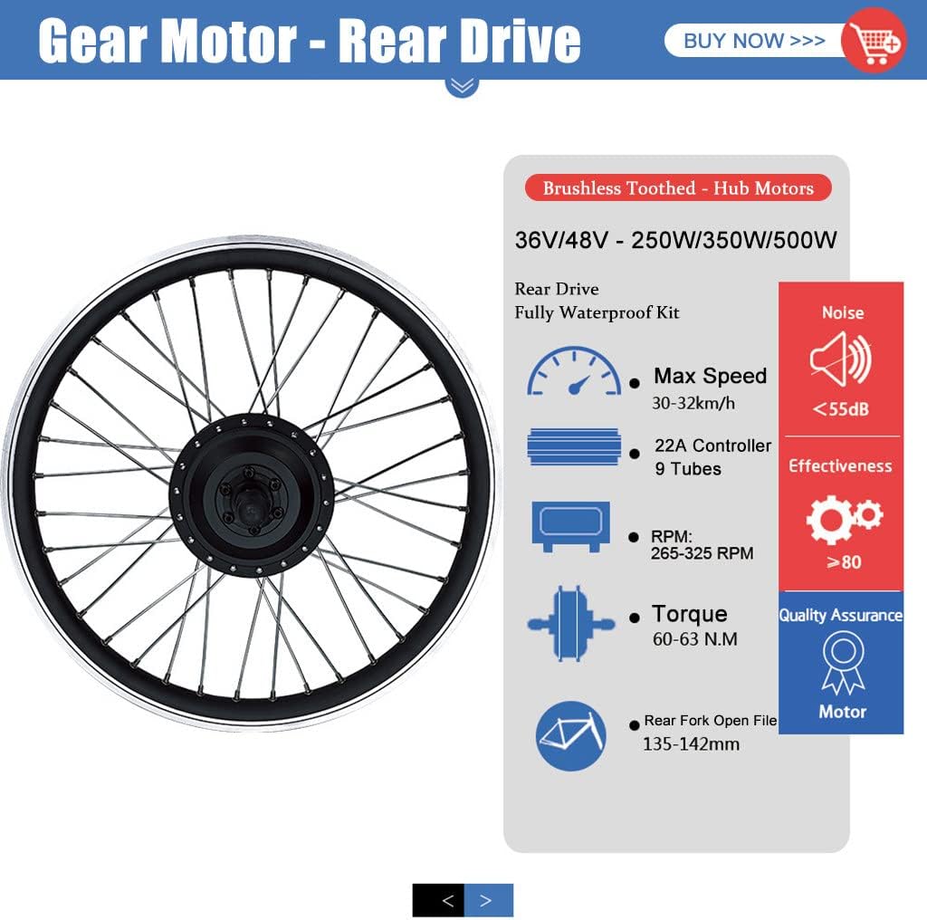 Electric Bicycle Conversion Kit 36V/48V 250W/350W/500W Rear Wheel U300169