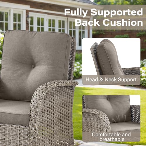 Brown Wicker High Back Patio Club Chair Set of 2 with Removable Cushions R52665