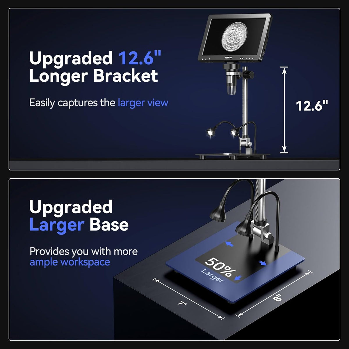 10.1" HD IPS HDMI Digital Microscope 1500X 20MP Coin Microscope with Screen F46867
