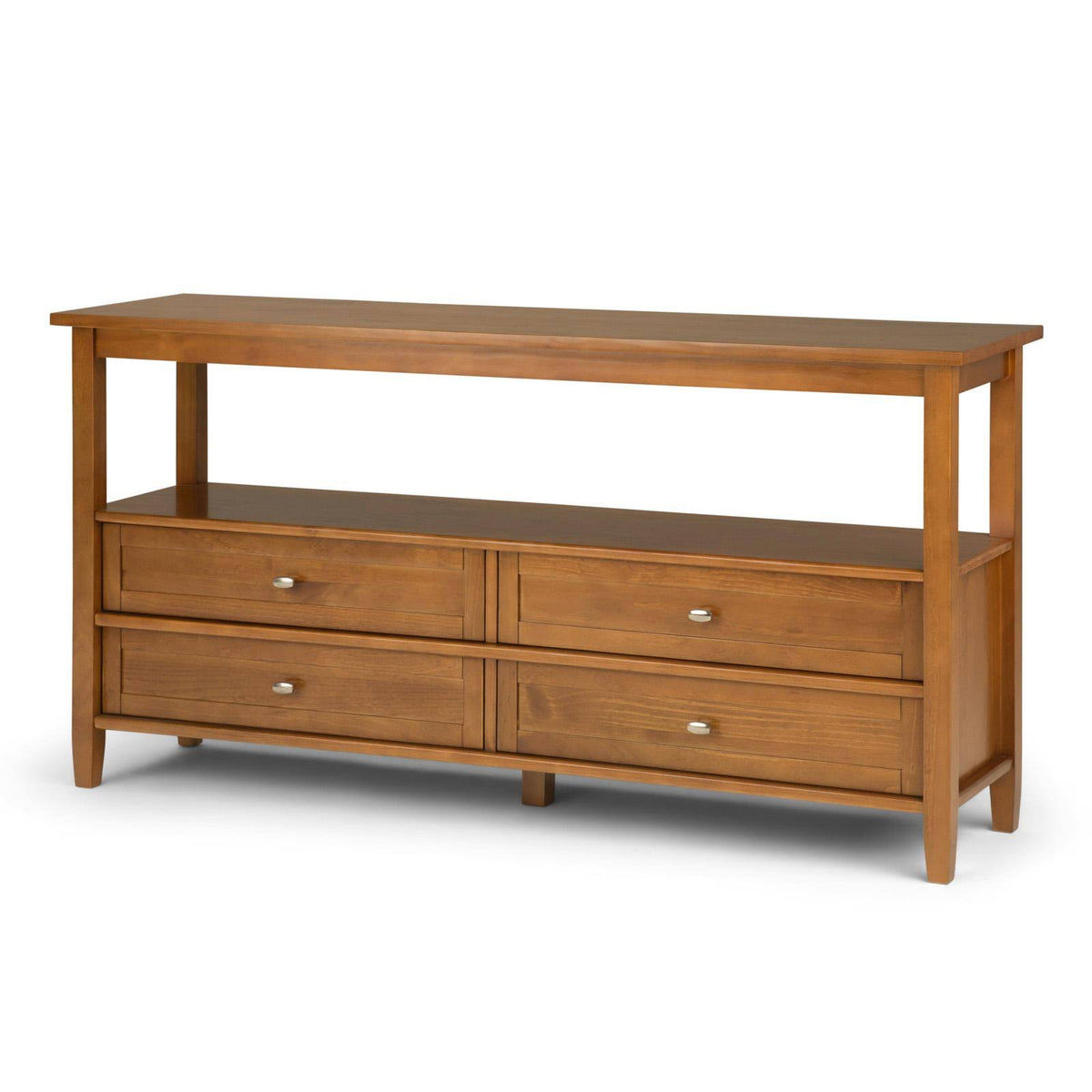 Pine Wood Console Table, 60W x 16d x 30H in., Light Golden Brown F751219