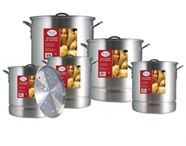 15 Piece Aluminum Stock Pot Set with Lid and Steamer W19727
