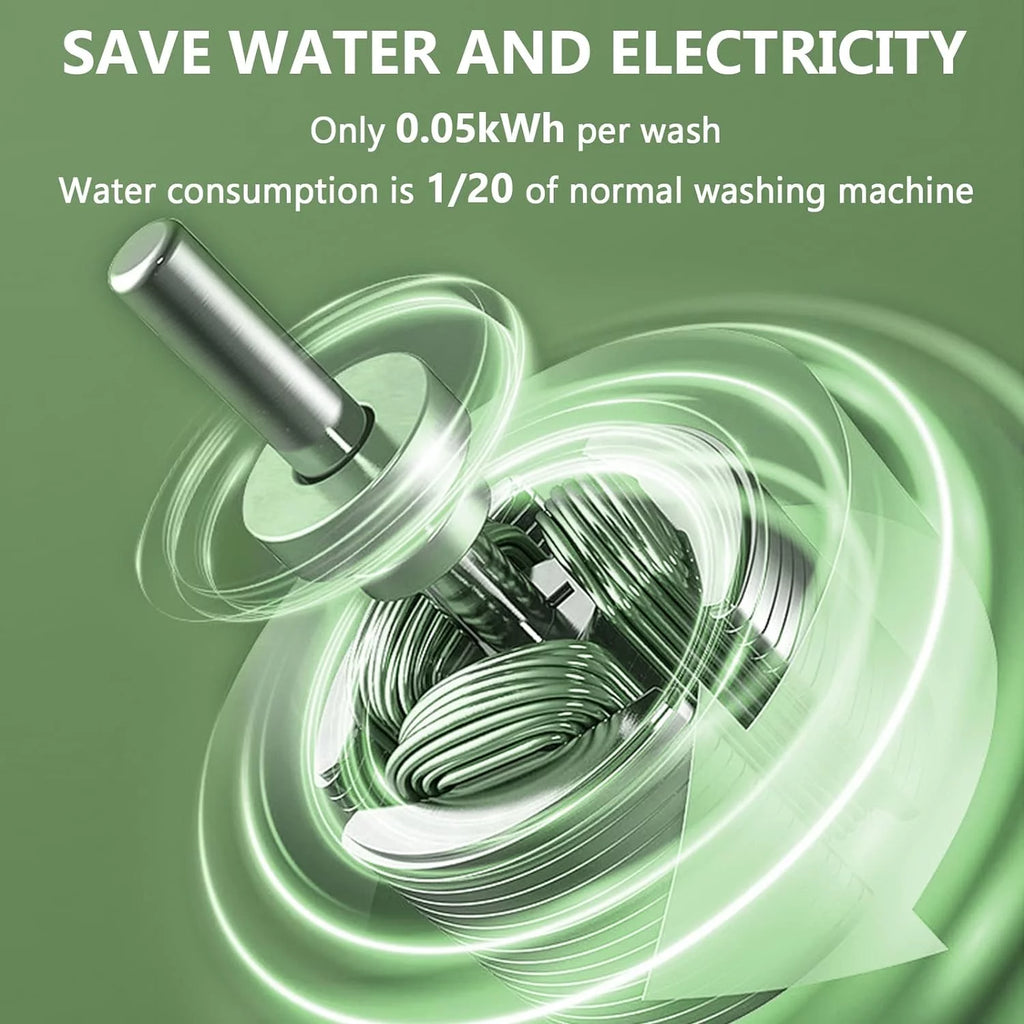 Mini Folding Washing Machine with Dryer Bucket 8L Green L24950