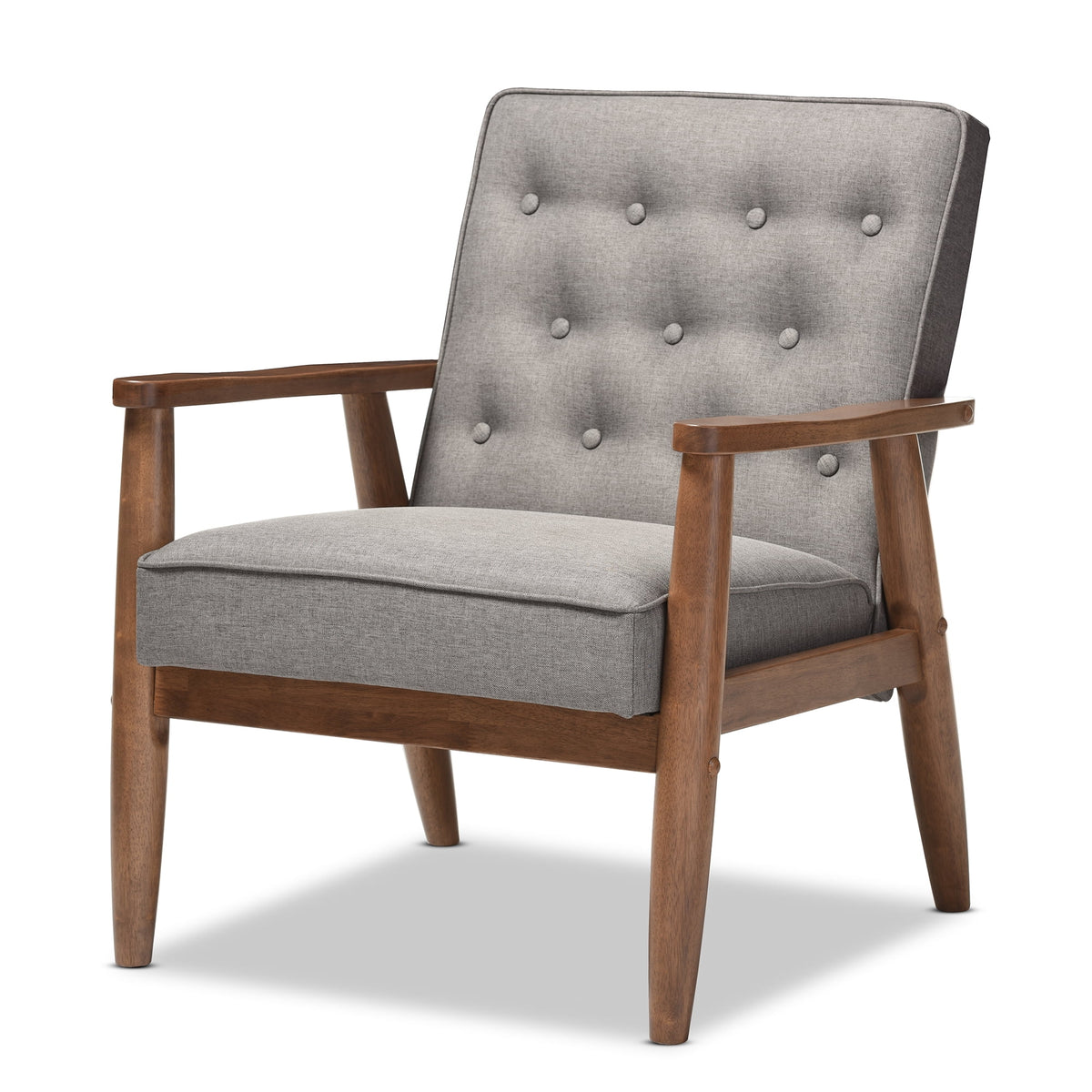 Grey Fabric Upholstered Wooden Lounge Chair U683
