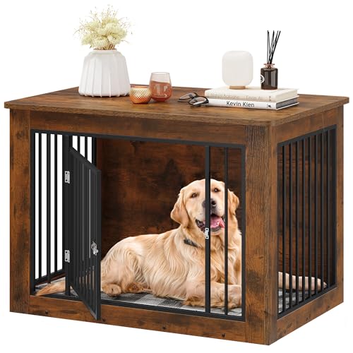 38"L Rustic Brown Dog Crate Furniture D705171