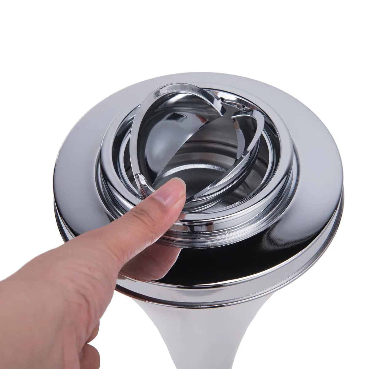 Steel Vintage Floor Standing Cigar Ashtray with Lid White V577