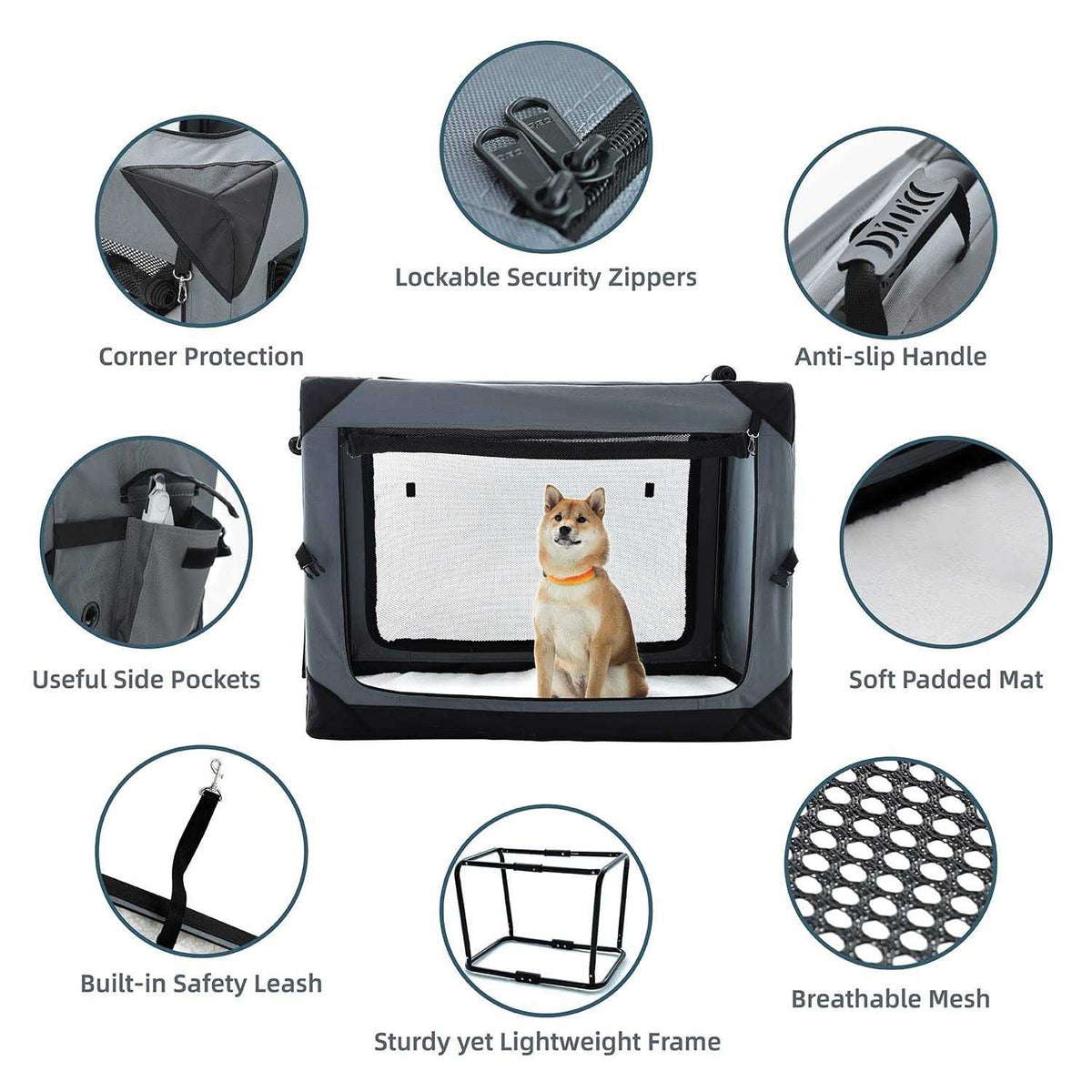 Collapsible 4-Door Soft Dog Crate G959