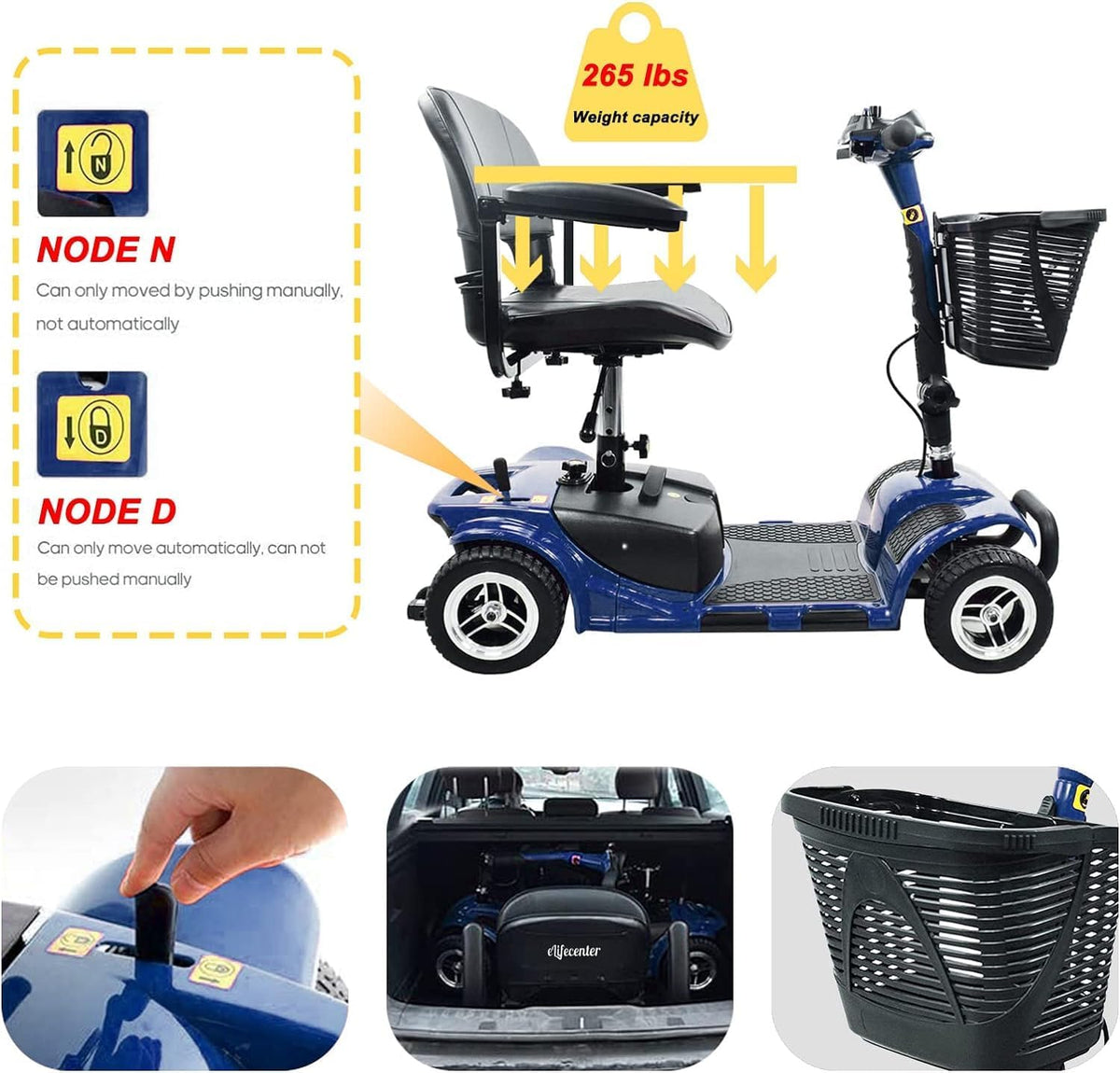 Blue Collapsible 4 Wheel Mobility Scooter P67114