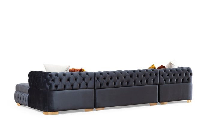 Charcoal Velvet U Shaped Double Chaise Sectional M21785