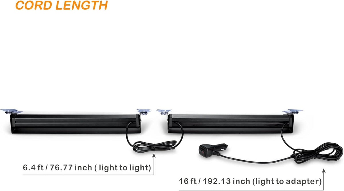 Amber White LED Emergency Dash Light Bars Q78744