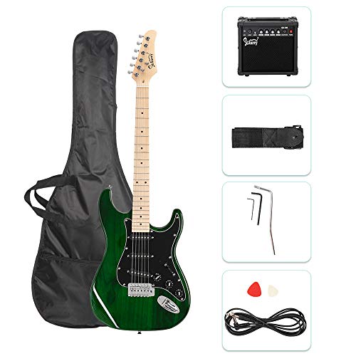 Full Size Electric Guitar with 20W Amp and Accessories Pack Guitar Bag (Blue) J754