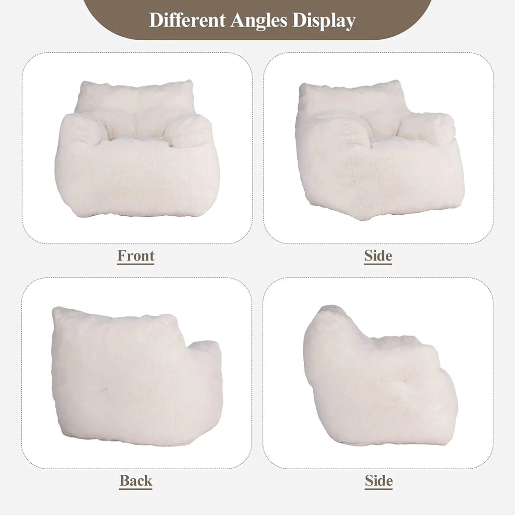 Ivory Soft Tufted Foam Bean Bag Chair I1012