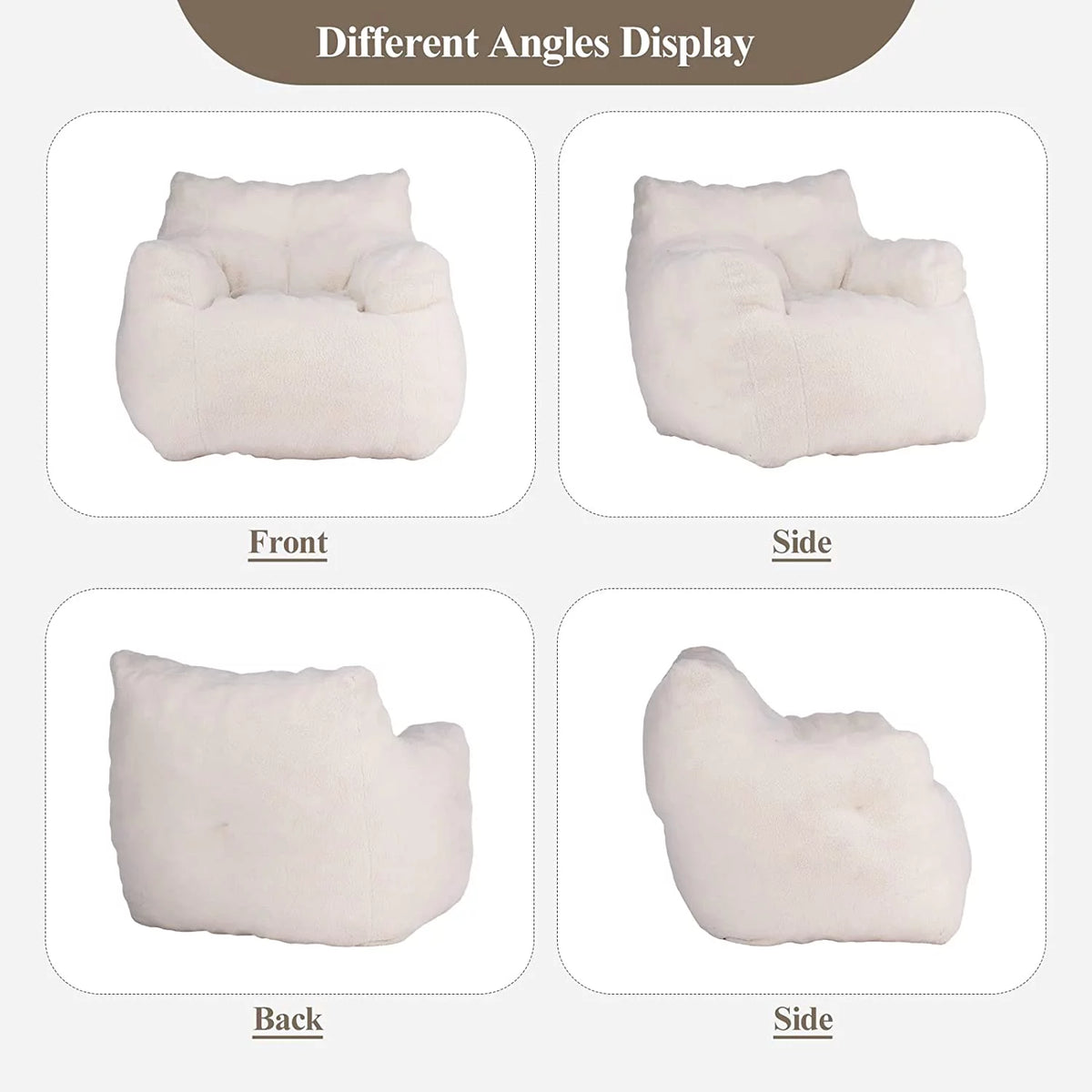 Ivory Soft Tufted Foam Bean Bag Chair I1012