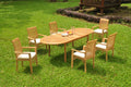 Grade-A Teak 7 Pc Dining Set with 6 Stacking Arm Chairs W605441
