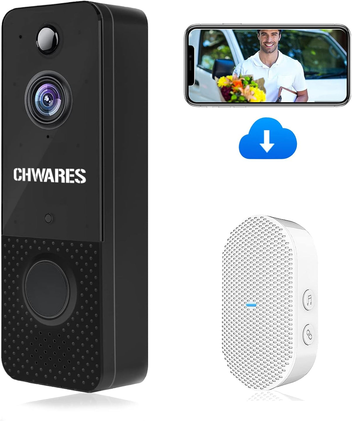 Wireless Video Doorbell Camera 1080p HD Pack of 2 F651057