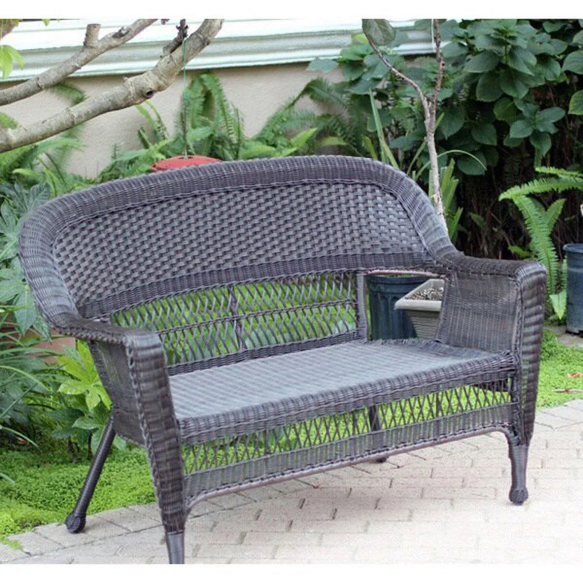 White Wicker Patio Love Seat Q793