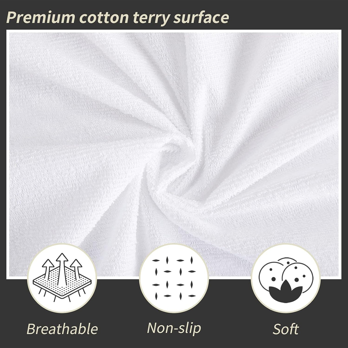 Queen 6 Sides Waterproof Cotton Terry Mattress Encasement with Zipper I15478