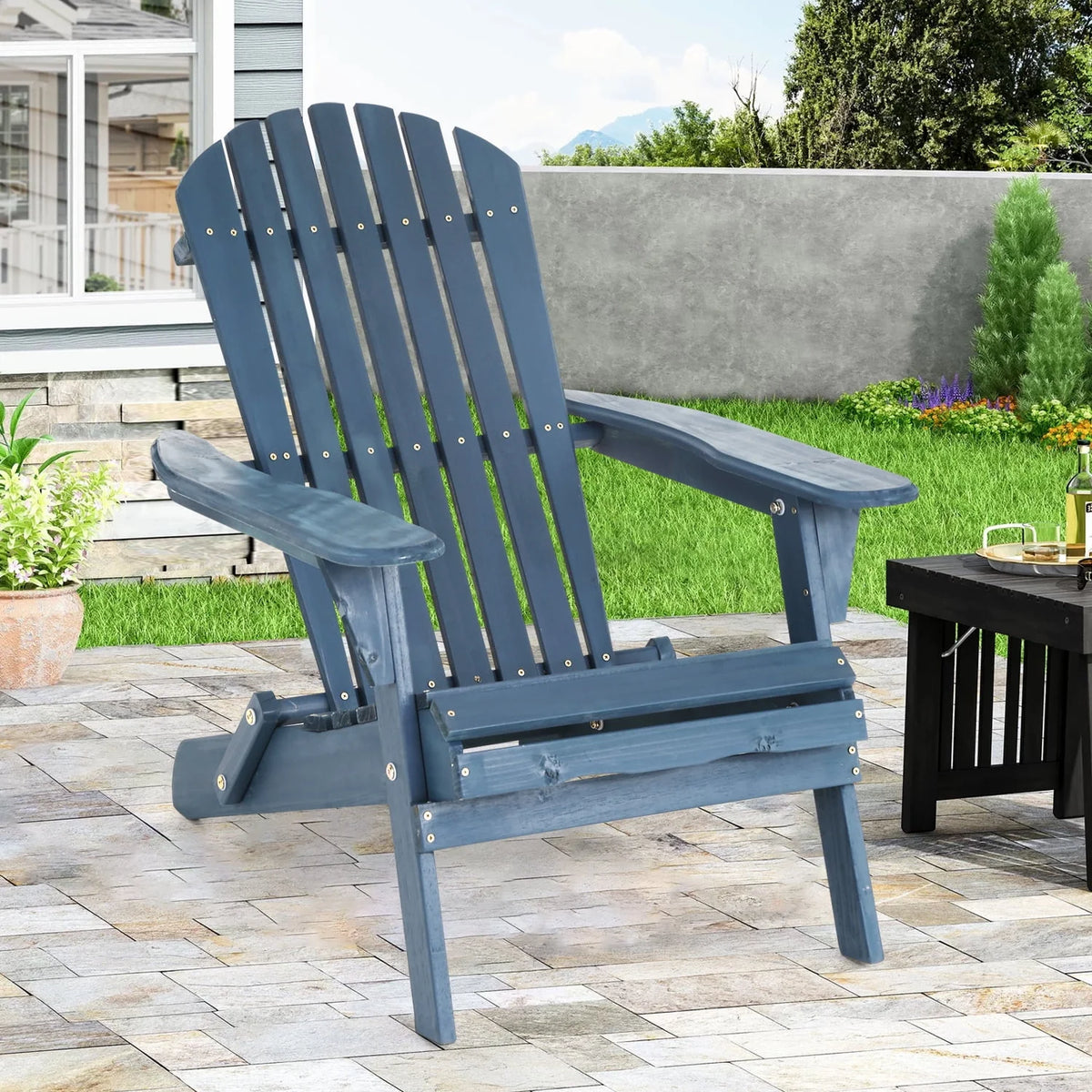 Folding Adirondack Chair Set of 2 Grey X127644