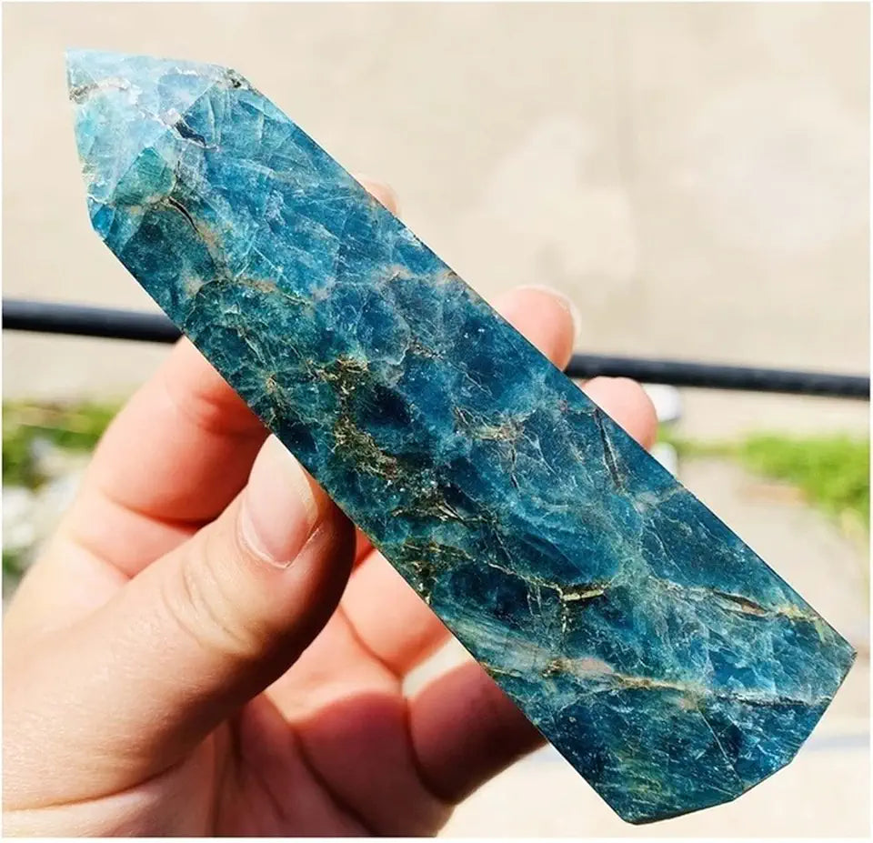 Natural Blue Apatite Crystal Points Wand 8-9cm A508