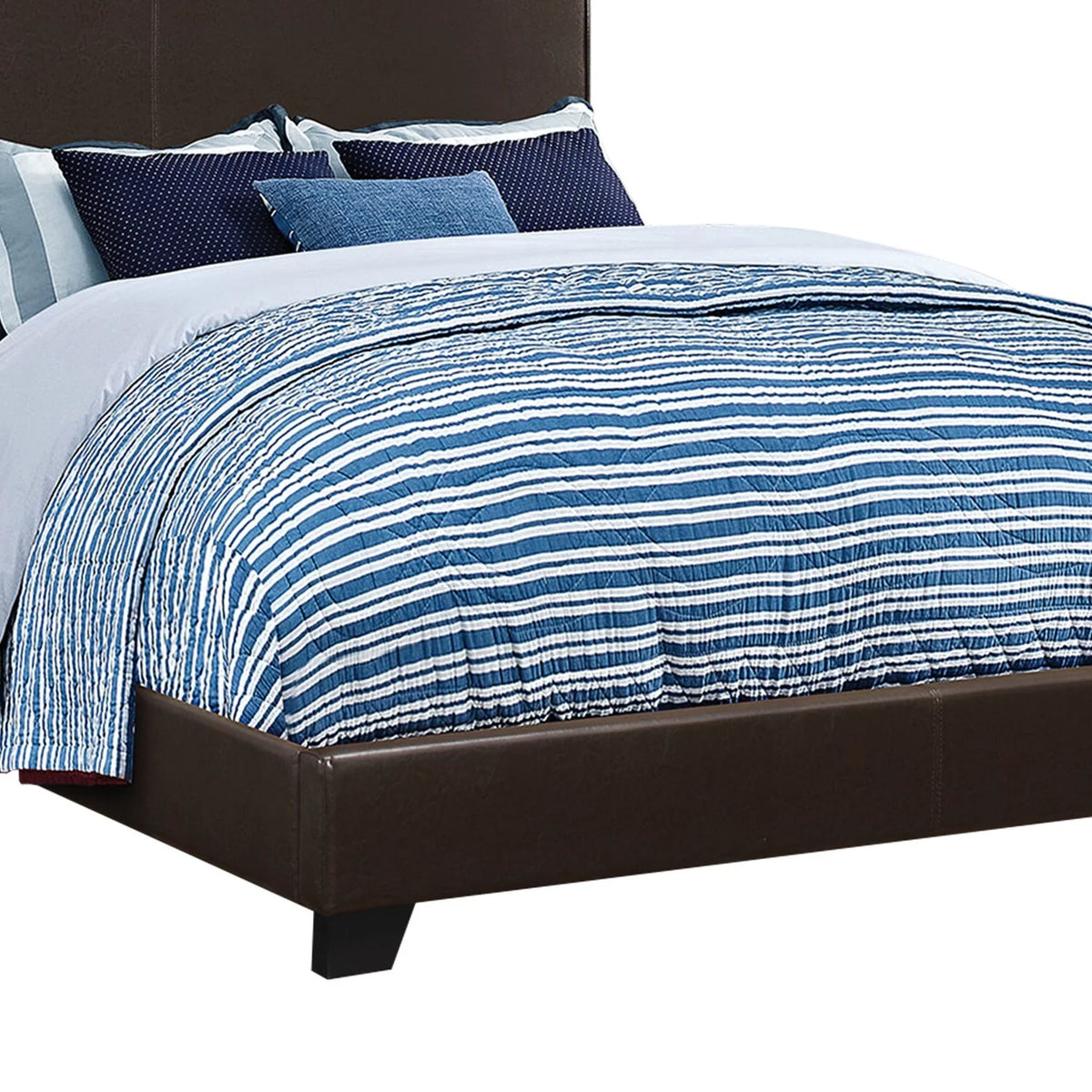Vegan Faux Leather Queen Size Platform Bed Brown D581