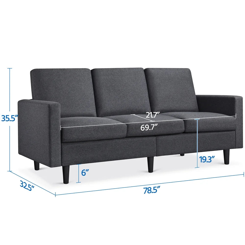 Gray Fabric 3-Seater Sofa O4381
