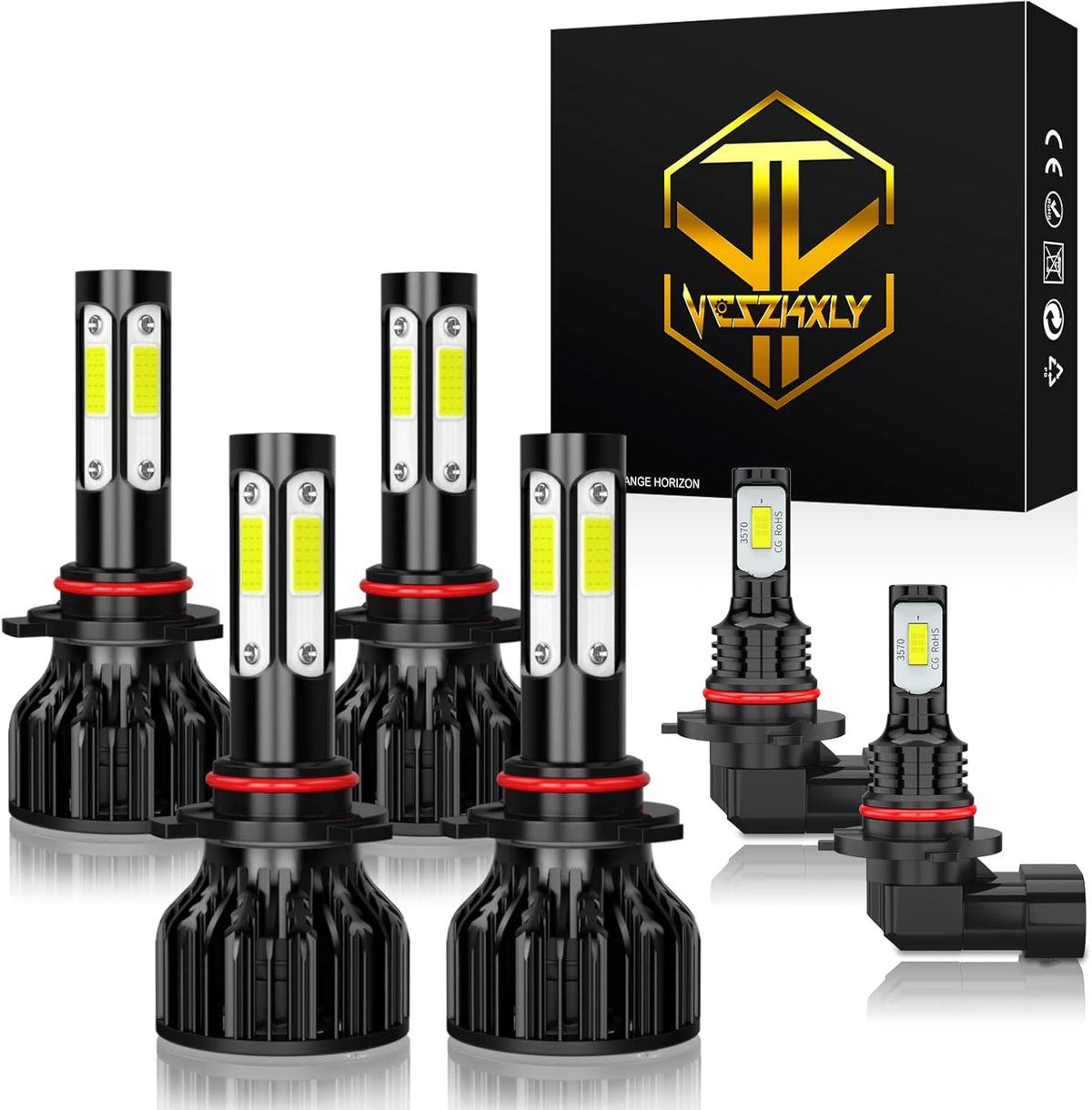 9005 9006 LED Headlight Bulb Kit, 6000K Cool White, 4-Pack N396918