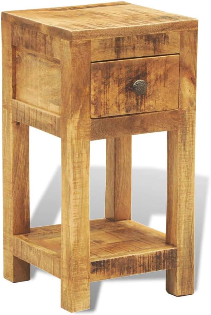Solid Mango Wood 1 Drawer Side Table F51240