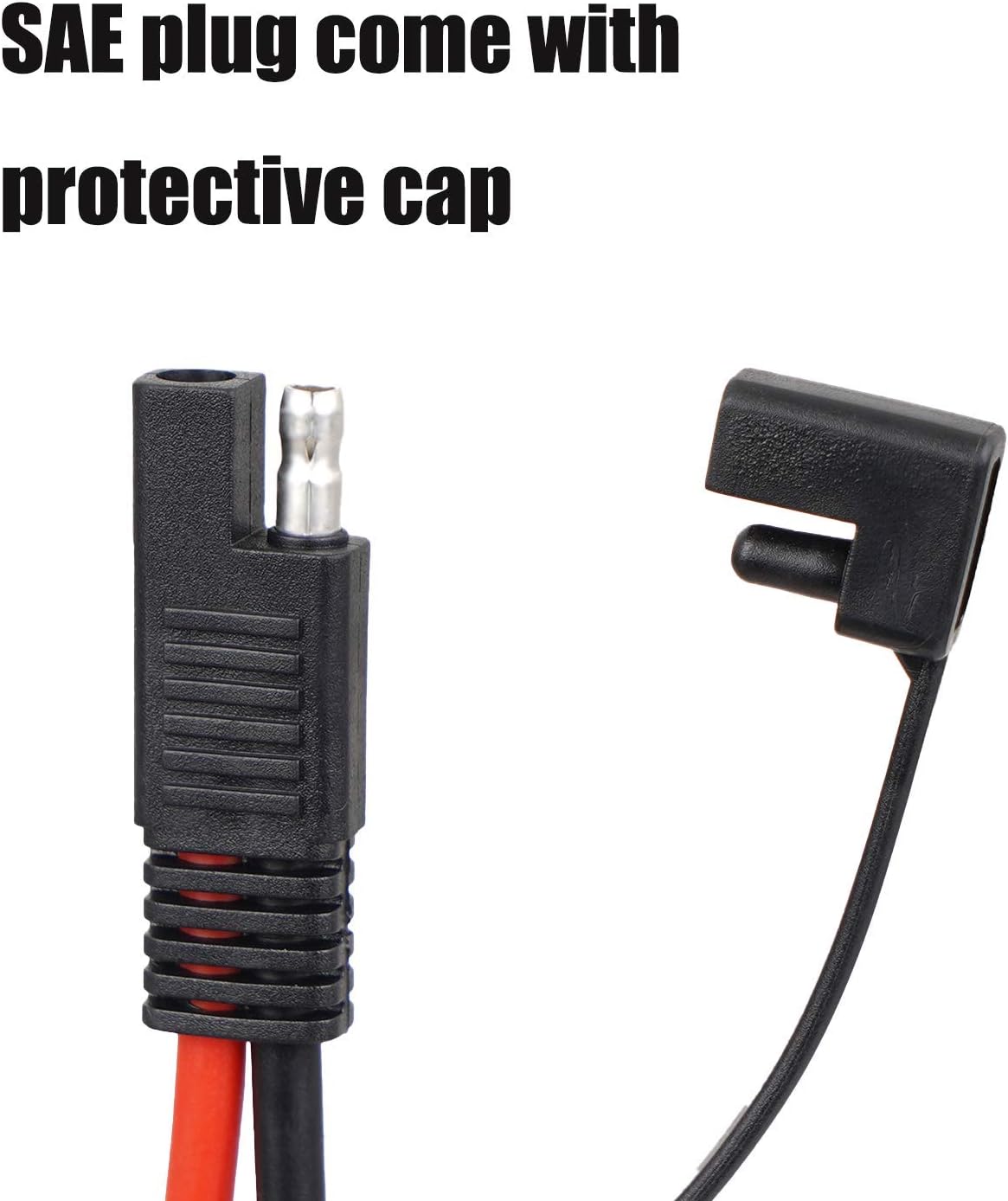 SAE Battery Connector 10AWG to Ring Terminal Harness with 15Amps Fuse 2 Pin Quick Disconnect 2FT Extension Cable Y93517