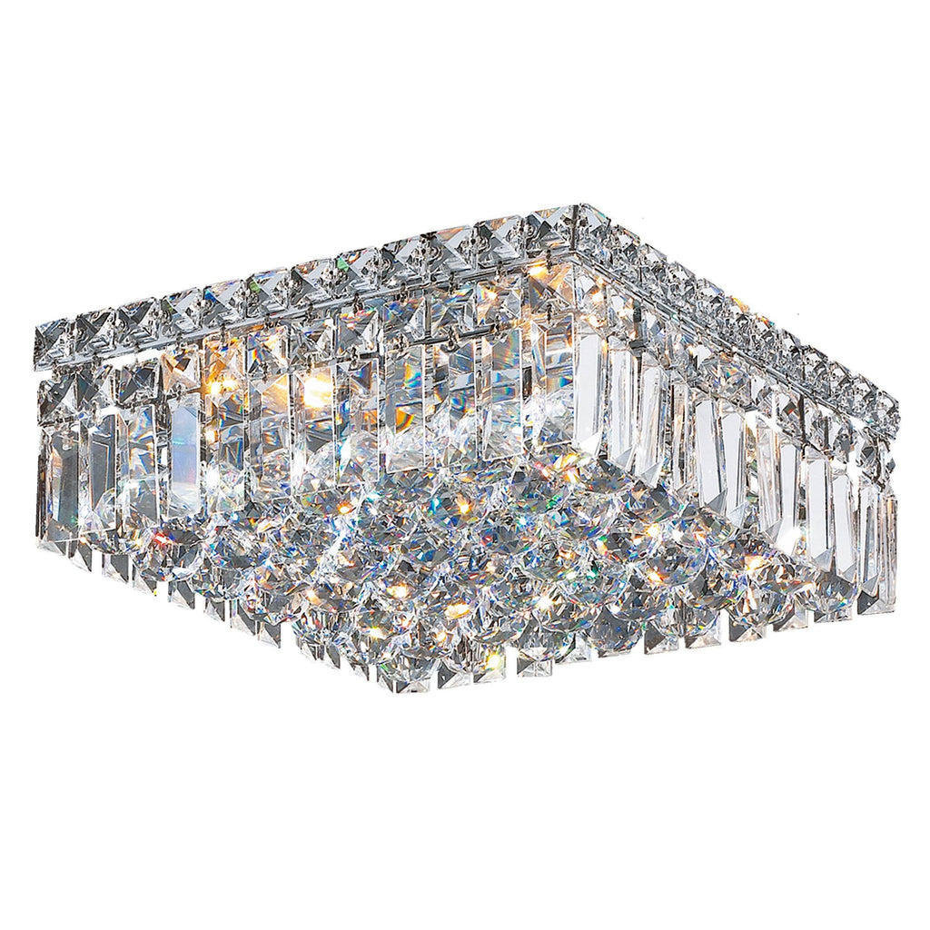 4 Light Chrome and Clear Crystal Flush Mount Ceiling Light T568