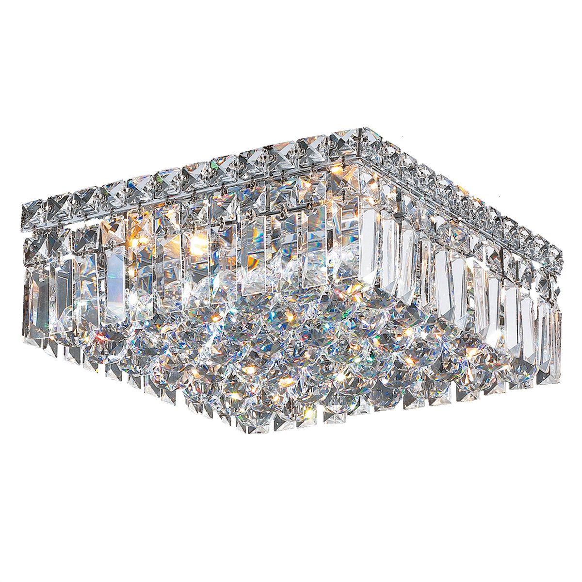 4 Light Chrome and Clear Crystal Flush Mount Ceiling Light T568