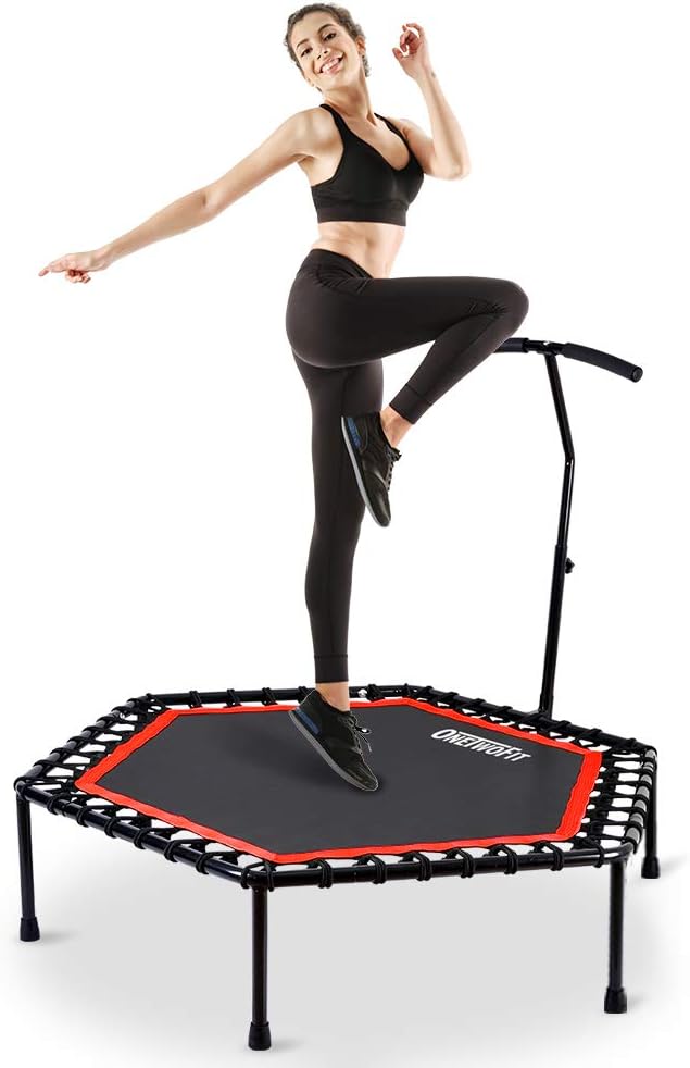 48 Silent Mini Trampoline with Adjustable Handle Bar Bungee Rebounder B9453
