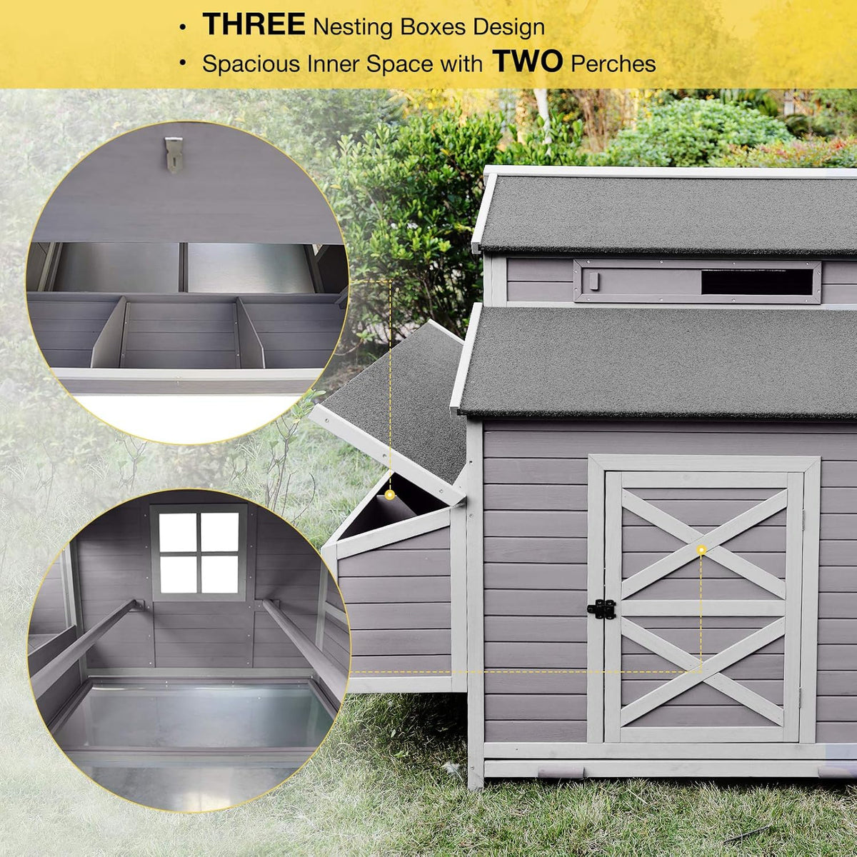 115in Wooden Chicken Coop with Nesting Box S878