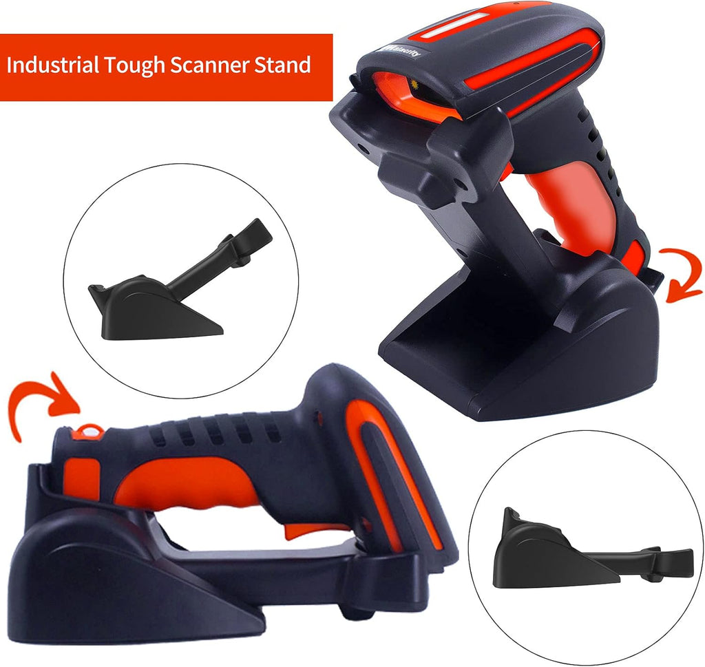 2D 1D QR Industrial Barcode Scanner with Stand, Bluetooth & 2.4GHz Wireless & Wired USB 3in1, Hands Free Barcode Reader, Pack of 2 Y343