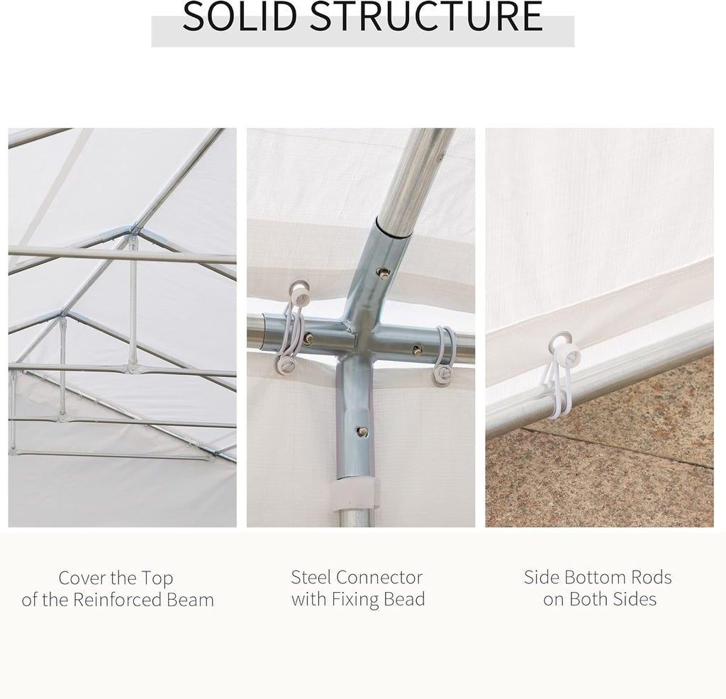 White Heavy Duty Carport Canopy with Removable Sidewalls and Windows C854
