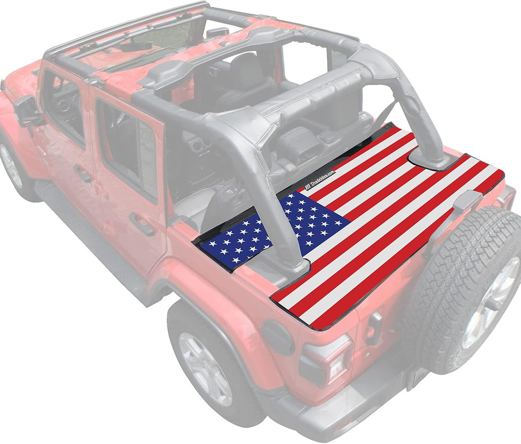 Tonneau Cover for Jeep Wrangler JL 4 Door JLU 2018-Current Rear Trunk Cargo Vinyl Tailgate Cover America Flag V506