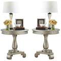 Round Wood Pedestal End Table Set of 2 Y5913