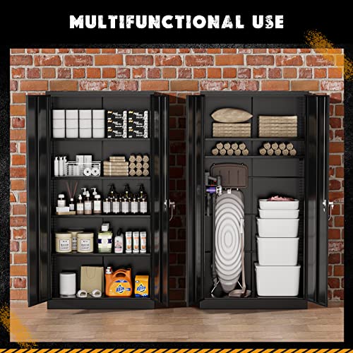 72" Metal Storage Cabinet with Lock and 4 Adjustable Shelves C804