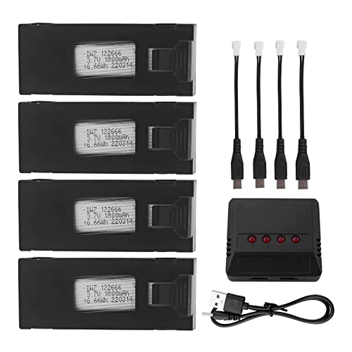 4PCS 3.7V 1800mAh Li-po Battery with 4-in-1 Charger for RC Quadcopter U833