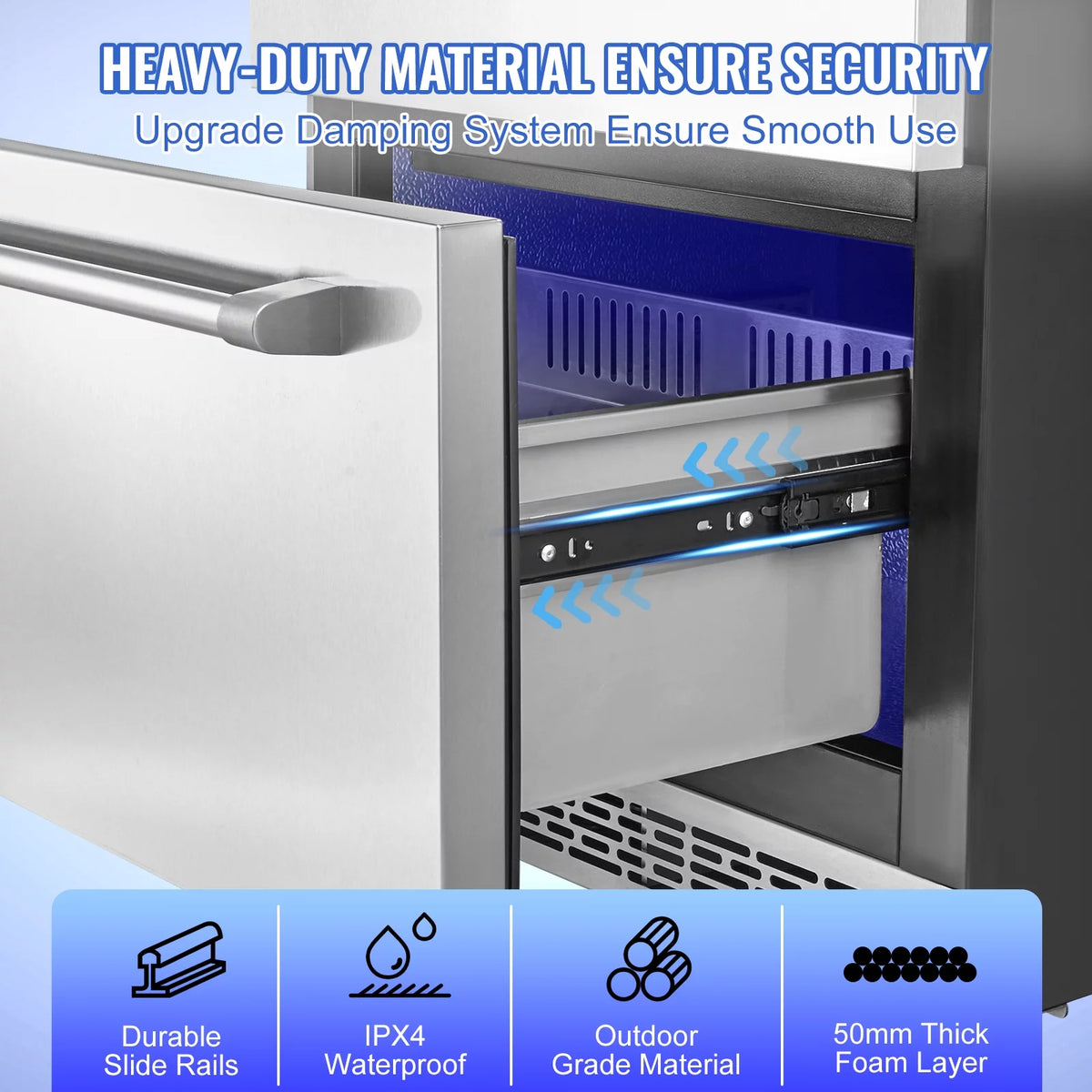 24 2 Drawer Stainless Steel Undercounter Refrigerator I776