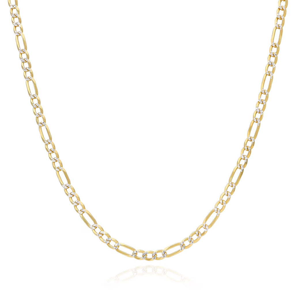 14k Yellow Gold Over 925 Silver Diamond-Cut Figaro Chain Necklace Z7687