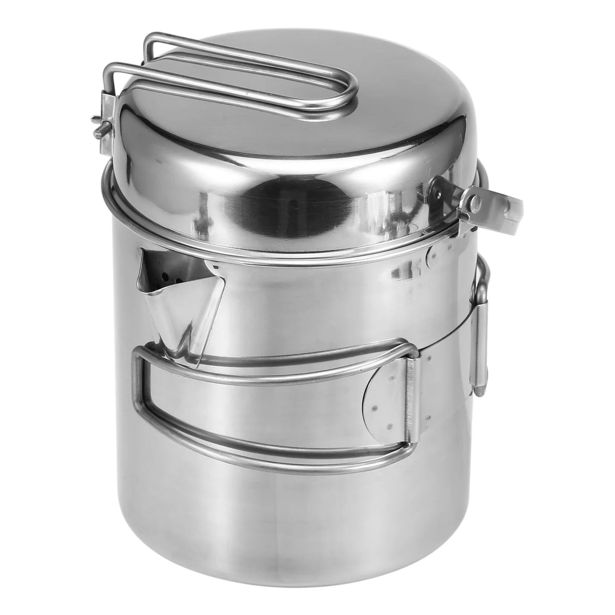 1L Stainless Steel Camping Pot with Foldable Handle C2344