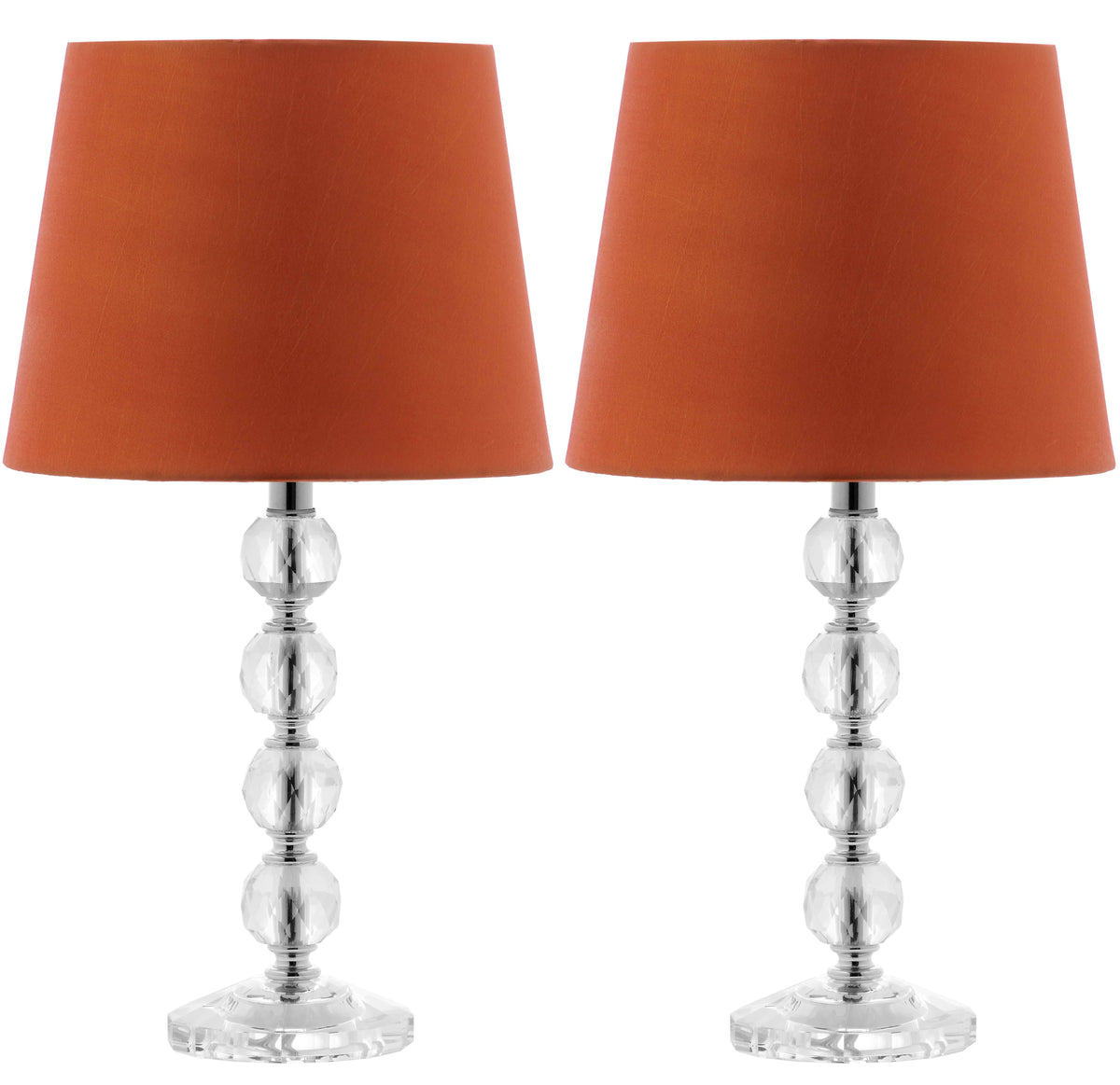 Clear Orange Stacked Crystal Ball Lamp Set of 2 Y167292