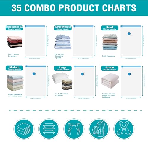 20 Pack Vacuum Storage Bags with Hand Pump O486759