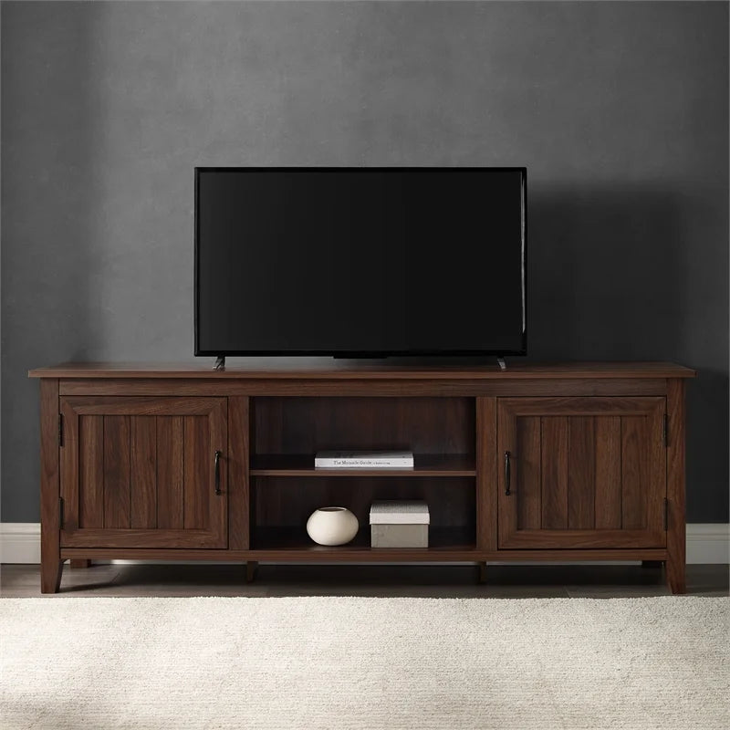 Simple Modern Wood TV Stand up to 78" Dark Walnut R455669