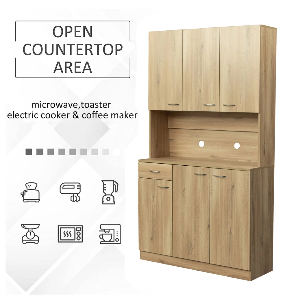 70.87" Tall Wardrobe & Kitchen Cabinet with 6 Doors 1 Drawer Rustic Oak U323