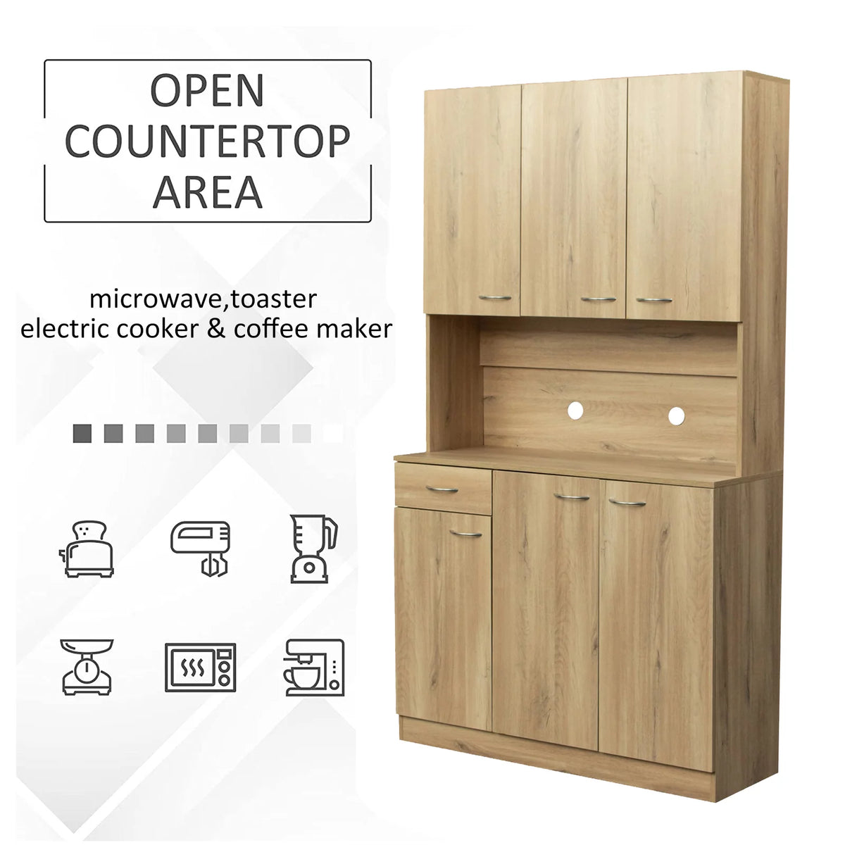 70.87" Tall Wardrobe & Kitchen Cabinet with 6 Doors 1 Drawer Rustic Oak U323