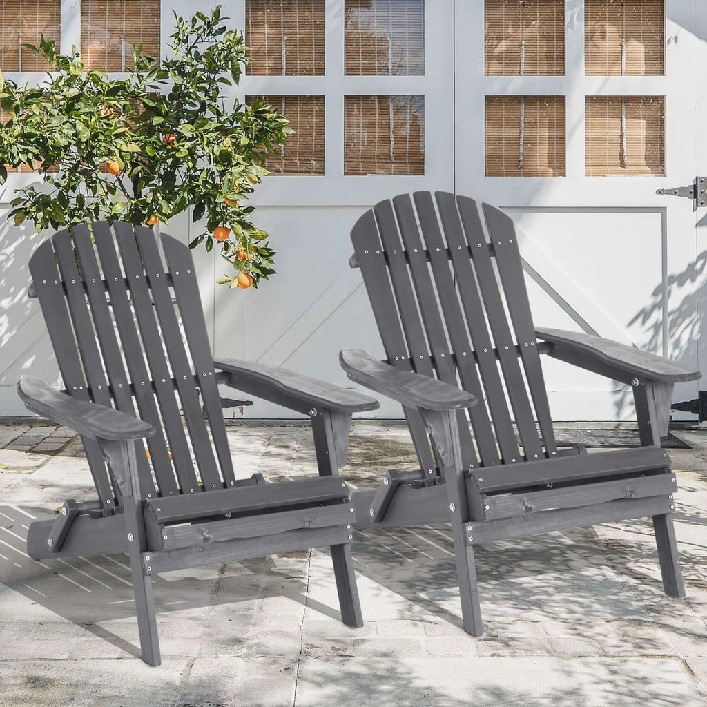 Folding Adirondack Chair Set of 2 Grey X127644